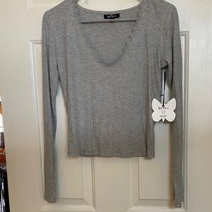 Self Esteem Light Gray Long Sleeve Top
